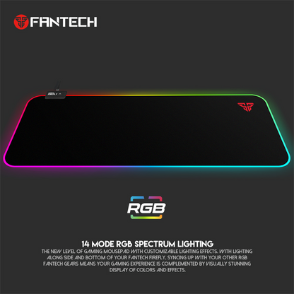 FANTECH MPR800S Firefly | 4 Mode RGB Spectrum Lighting | Soft Cloth | Anti-slip Rubber Base | RGB Gaming Mousepad (Black / 800mm x 300mm x 4mm)