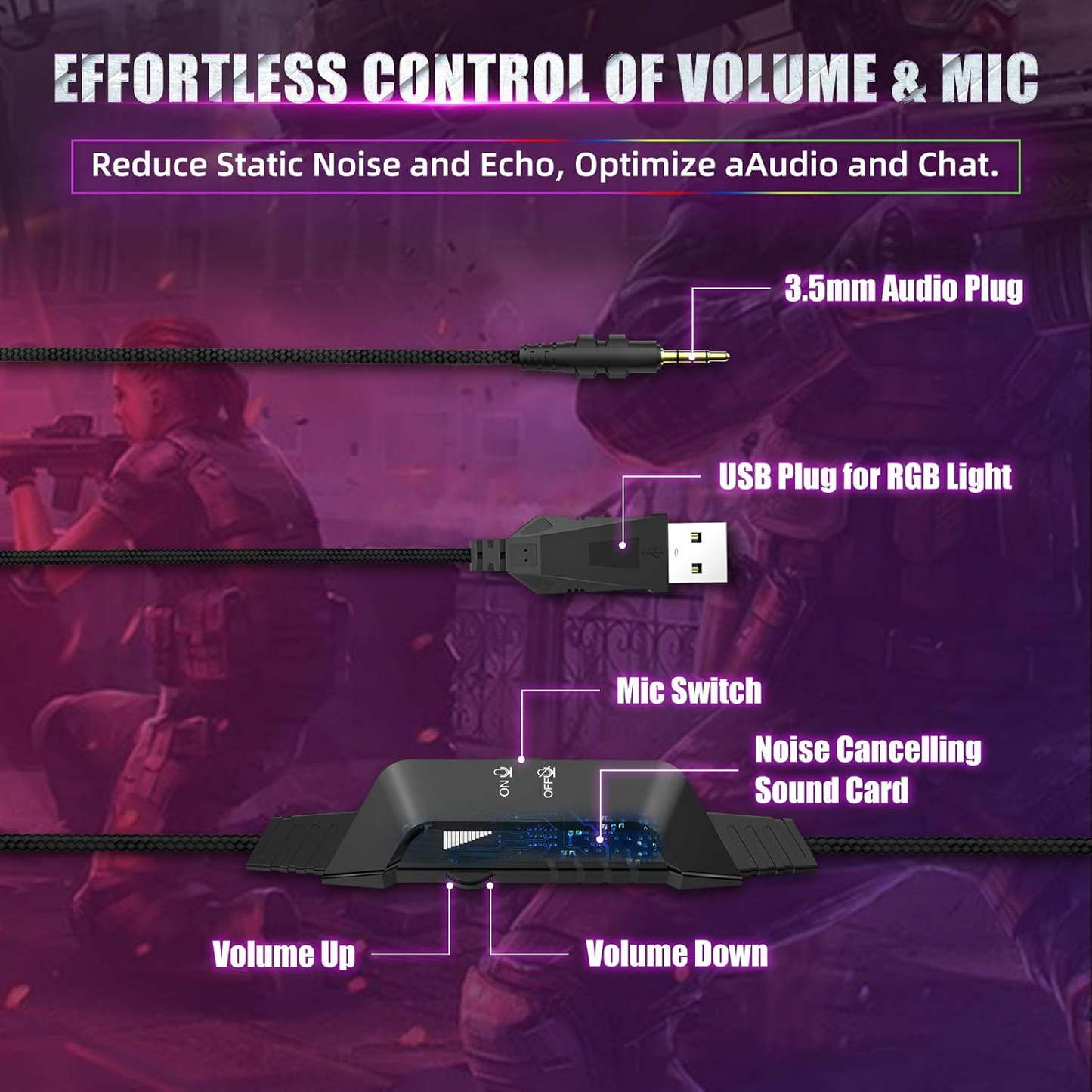 ONIKUMA K10 | 50mm Directional Driver | 7.1 Surround Sound | Noise Cancelling & Folding Microphone | Lightweight | Wired RGB Gaming Headphones & Headsets (Black)
