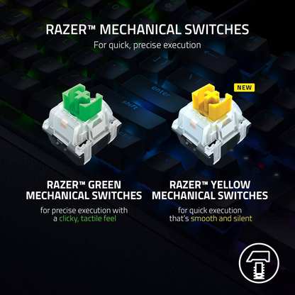 RAZER BlackWidow V3 | Razer Green Mechanical Switches | Transparent Switch Housing | Full Keys | Programmable Keys | Aluminum Construction | Wired RGB Gaming Keyboard [Quartz Edition]