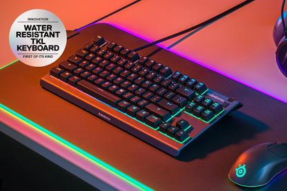 STEELSERIES Apex 3 | Silent Switches | Water Resistant | TKL | Multimedia Controls | PrismSync Lighting | Anti-Ghosting | Three-ways Cable Routing | Wired RGB Gaming Keyboard