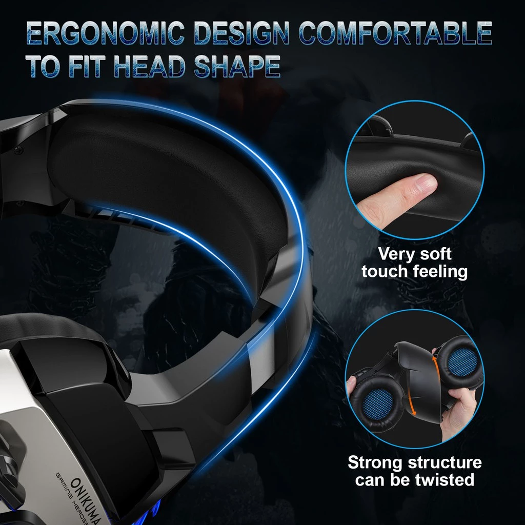 ONIKUMA K5 Pro | 50mm Driver | 7.1 Surround Sound | Noise Cancelling & Adjustable Microphone | Ergonomic | Wired RGB Gaming Headphones & Headsets (Red)