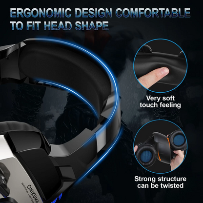 ONIKUMA K5 Pro | 50mm Driver | 7.1 Surround Sound | Noise Cancelling & Adjustable Microphone | Ergonomic | Wired RGB Gaming Headphones & Headsets (Red)
