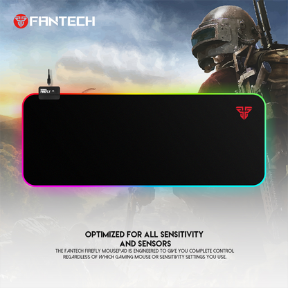 FANTECH MPR800S Firefly | 4 Mode RGB Spectrum Lighting | Soft Cloth | Anti-slip Rubber Base | RGB Gaming Mousepad (Black / 800mm x 300mm x 4mm)