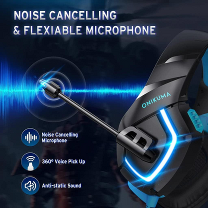 ONIKUMA K1-B | 50mm Driver | 7.1 Surround Sound | Adjustable Noise-Cancelling Microphone | Ergonomic | Wired Gaming Headphones & Headsets (Red)