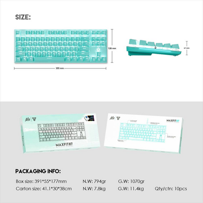 FANTECH MK856 MAXFIT87 | Mechanical Switches | 87 Keys | Full Key Anti-Ghosting | 22 Gradient RGB Modes | Programmable Macro Wired RGB Gaming Keyboard (Mint Edition)