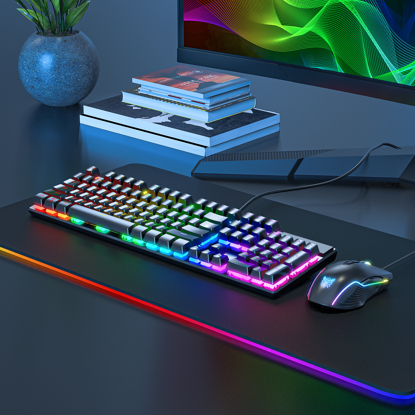 ONIKUMA G27 Chroma | Mechanical Switches | 29 Keys Anti-Ghosting | 6 Color Backlights + 8 Lighting Mode | Ergonomic Design | Wired RGB Gaming Keyboard