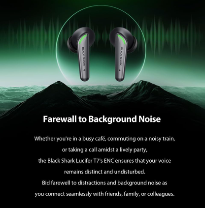 BLACK SHARK Lucifer T17 | ENC Noise Cancellation | 65ms Low Latency | 10mm Dual Driver | 23 Hour Total Playtime | Dynamic Lighting Effect | True Wireless Bluetooth Gaming Earbuds