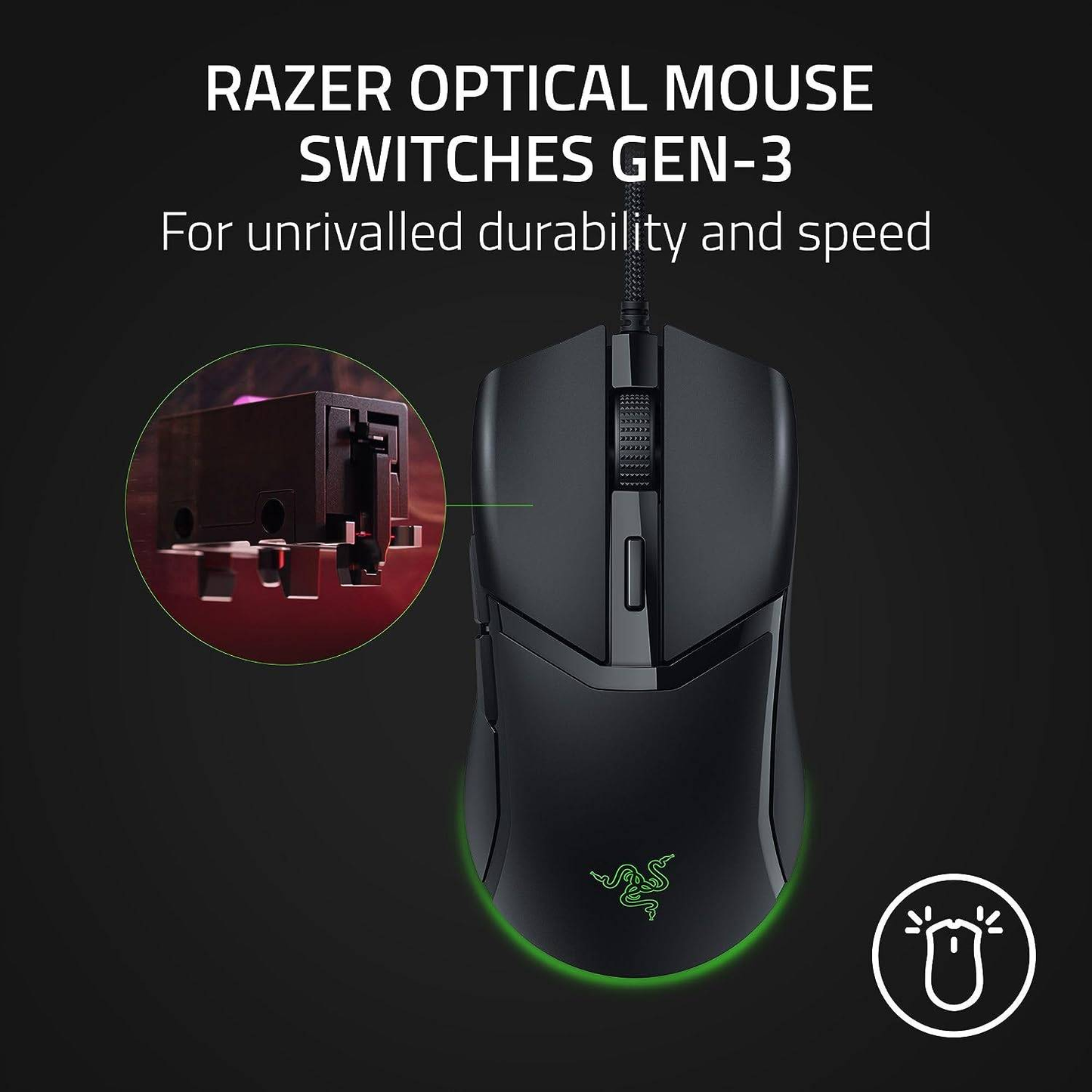 RAZER Cobra | 6 Programmable Buttons | 8500 DPI Optical Sensor | Razer Optical Switches Gen 3 + 90 Million Clicks | Razer SpeedFlex Cable | Wired RGB Gaming Mouse (Black)