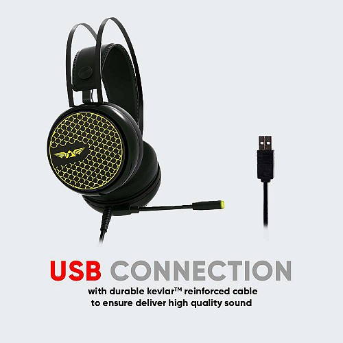 ARMAGGEDDON NUKE 7 Ironsight | 50mm Neodymium Drivers | Multi-Color LED | 7.1 Surround Sound | USB-Connection RGB Gaming Headphones & Headsets [2019 Edition]