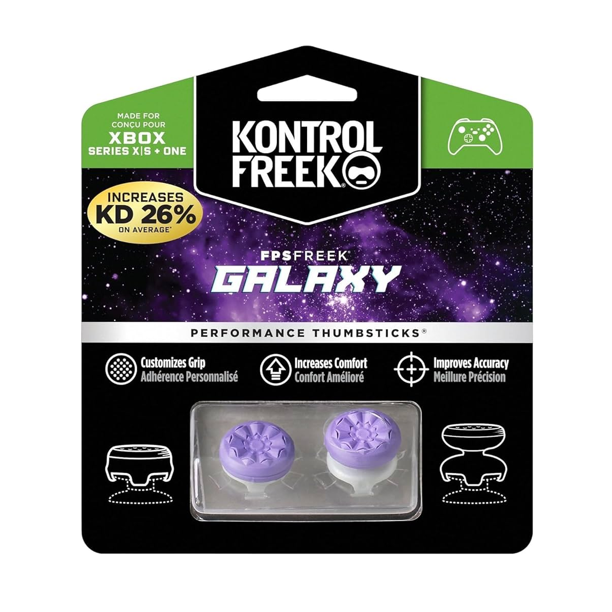 KONTROLFREEK Performance Thumbstick For PlayStation 4 DualShock 4 Controller / PlayStation 5 DualSense Controller / Xbox One Controller (FPS Freek Galaxy PURPLE Edition)