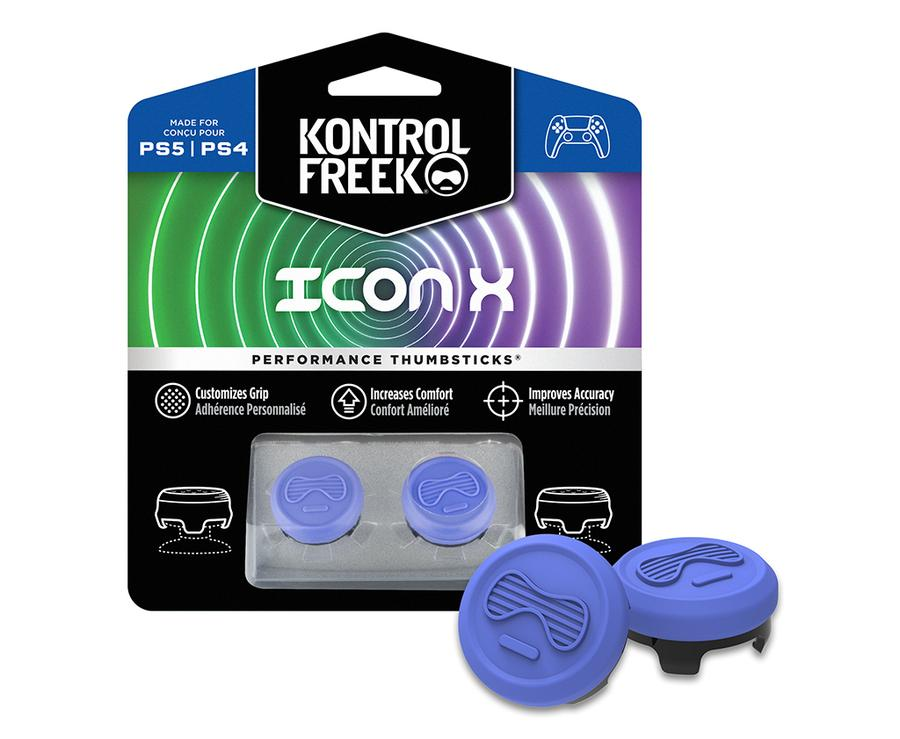 KONTROLFREEK Performance Thumbstick For PlayStation 4 DualShock 4 Controller / PlayStation 5 DualSense Controller / Xbox One Controller (ICON X BLUE Edition)