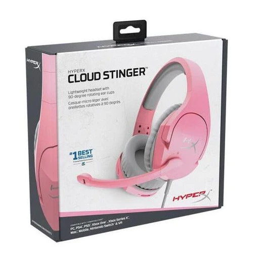 HYPERX Cloud Stinger | 50mm Drivers | Swivel-to-mute Noise-Cancelling Microphone | Signature Memory Foam | Wired Gaming Headphones & Headsets (Pink)