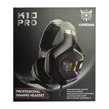ONIKUMA K10 Pro | 50mm Drivers | 7.1 Surround Sound | Noise-Cancelling & Folding Microphone | Wired RGB Gaming Headphones & Headsets (Black)