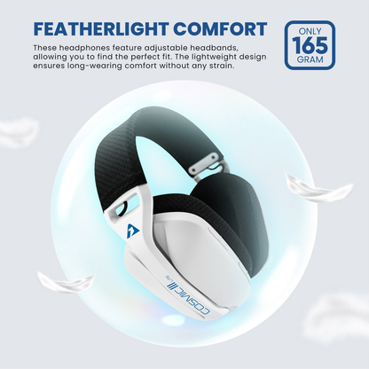 ARMAGGEDDON Cosmic III Lite | 40mm Large Speaker Driver | 20 Hours Playtime | Detachable Microphone | Tri-Connectivity Gaming Headphones & Headsets (White)
