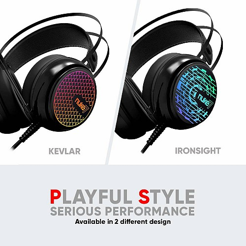 ARMAGGEDDON NUKE 7 Ironsight | 50mm Neodymium Drivers | Multi-Color LED | 7.1 Surround Sound | USB-Connection RGB Gaming Headphones & Headsets [2019 Edition]