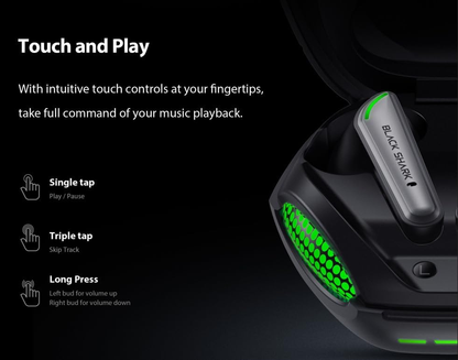 BLACK SHARK Lucifer T17 | ENC Noise Cancellation | 65ms Low Latency | 10mm Dual Driver | 23 Hour Total Playtime | Dynamic Lighting Effect | True Wireless Bluetooth Gaming Earbuds