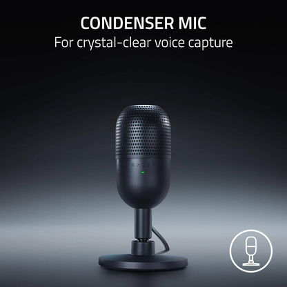 RAZER Seiren V3 Mini | Supercardioid Polar Pattern | Tap-to-mute Sensor | Built-in Shock Absorber | Ultra Compact | Wired Streaming & Gaming Microphone (Black)