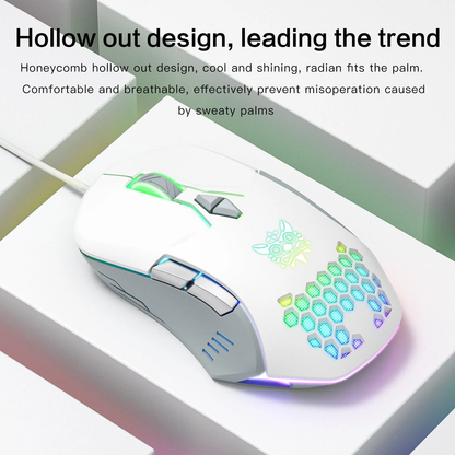 ONIKUMA CW902 | 6 DPI Levels | 7 Programmable Buttons | Lightweight & Ergonomic | Wired RGB Gaming Mouse (White)