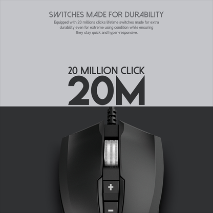 FANTECH X14 Rangers | Adjustable 500 - 4000DPI | Huano 20 Million Switch | 7 Programmable Buttons | Wired Customizable 16.8 Million RGB Gaming Mouse (Black)