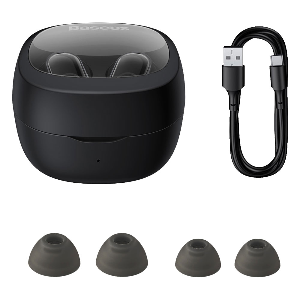 BASEUS Bowie WM02 | TWS | 25 Hours Total Playback | Dual Channel Low Latency Mode | Wireless Bluetooth Earbuds (Black)