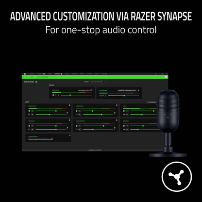 RAZER Seiren V3 Mini | Supercardioid Polar Pattern | Tap-to-mute Sensor | Built-in Shock Absorber | Ultra Compact | Wired Streaming & Gaming Microphone (Black)