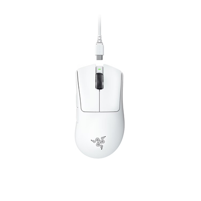 RAZER DeathAdder V3 Pro | 6 Programmable Buttons | Focus Pro 30K Optical Sensor + 30K DPI | Razer Optical Switches Gen 3 + 90 Million Clicks | Razer HyperSpeed Wireless | Ultra-light Weight | Ergonomic Design | Wired & Wireless Gaming Mouse (White)