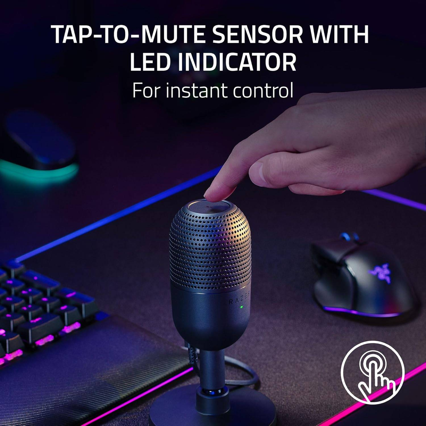 RAZER Seiren V3 Mini | Supercardioid Polar Pattern | Tap-to-mute Sensor | Built-in Shock Absorber | Ultra Compact | Wired Streaming & Gaming Microphone (Black)