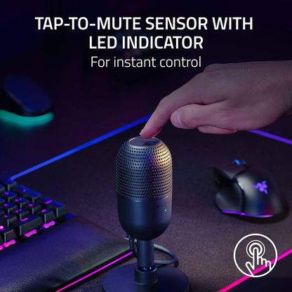 RAZER Seiren V3 Mini | Supercardioid Polar Pattern | Tap-to-mute Sensor | Built-in Shock Absorber | Ultra Compact | Wired Streaming & Gaming Microphone (Black)