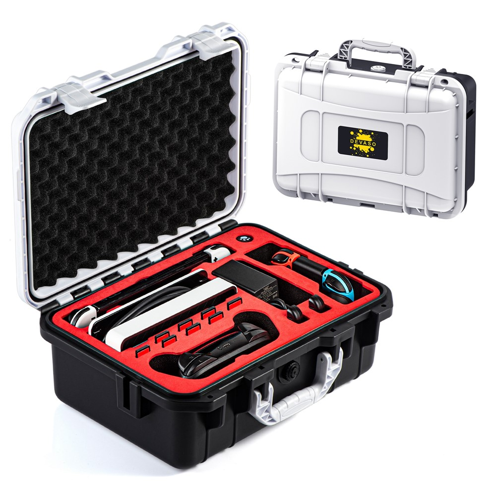 DEVASO Professional Deluxe Waterproof Travel Case For Nintendo Switch V1 / V2 / OLED (Black & White)