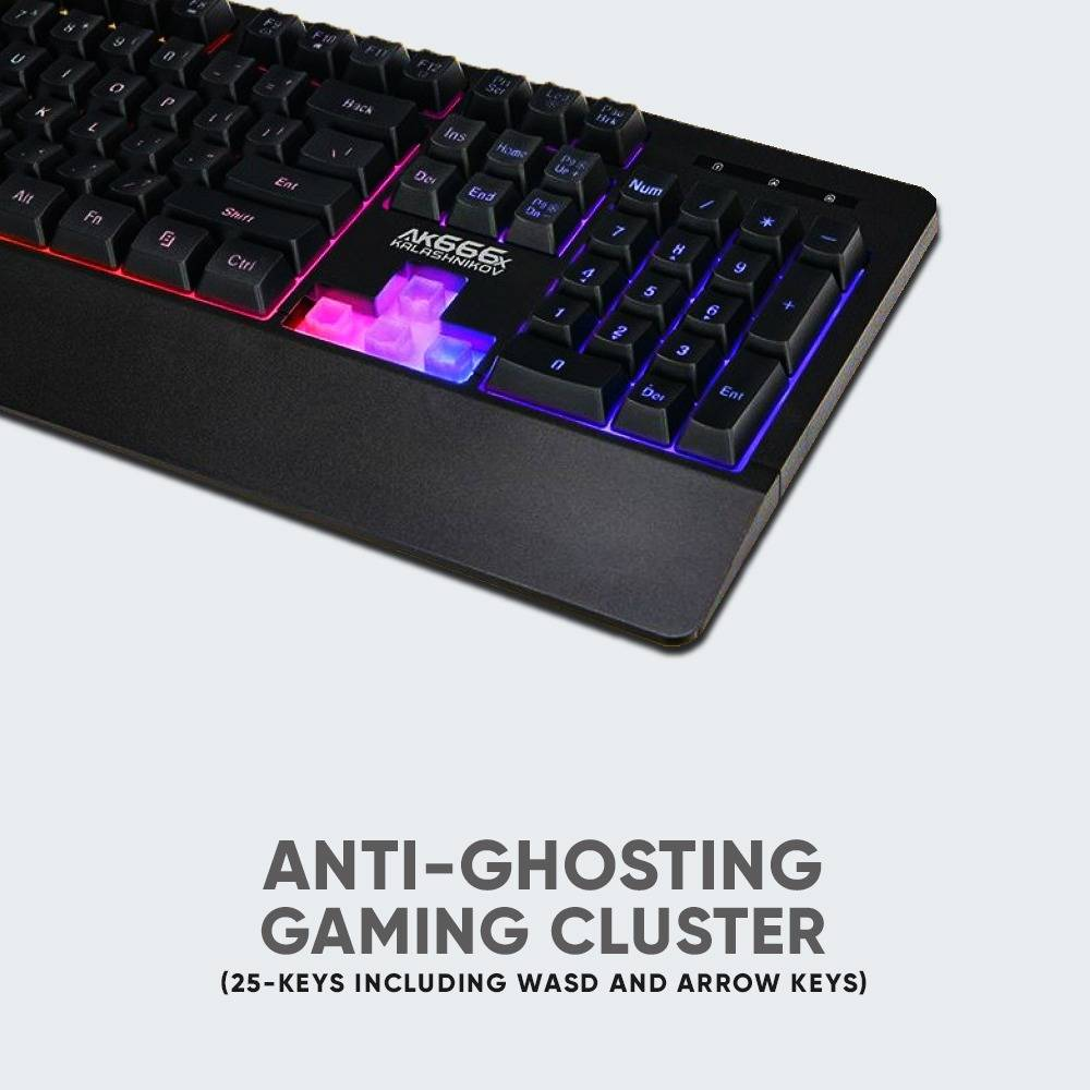ARMAGGEDDON AK-666X | Silent Key | 8 Backlight Effects | High Profile TactKeys Membrane | 104 Keys | Wired RGB Gaming Keyboard