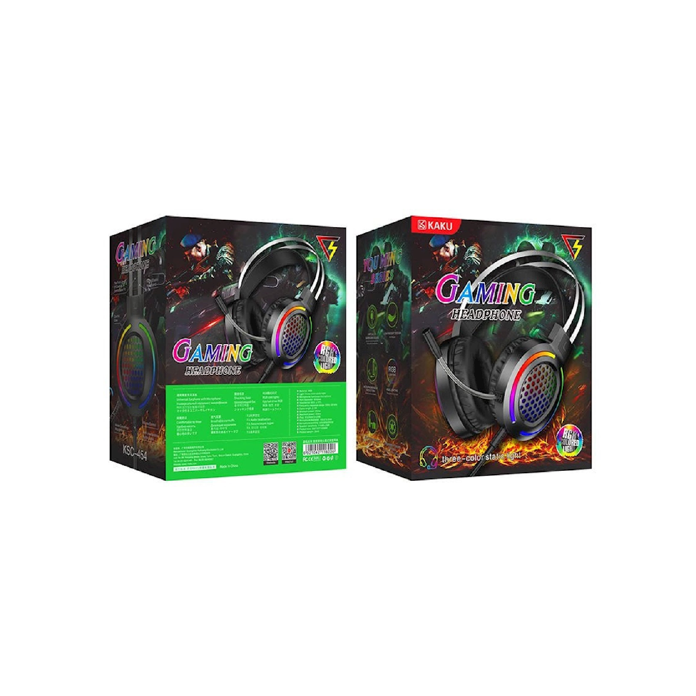 IKAKU KSC-454 You Ming Series| 7.1 Virtual Surround Sound | Noise Reduction Microphone | Convenient Sound Control | Wired RGB Gaming Headphones & Headsets (Black)