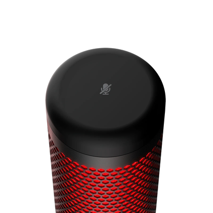 HYPERX QuadCast | 4 Polar Patterns | Tap-to-mute Sensor | Built-in Anti Vibration Shock Mount | Red Lighting | Wired Gaming Microphone (Black & Red)