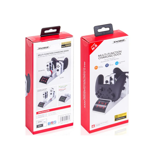 DOBE TNS-19035 6-IN-1 Multi-Function Charging Dock For Nintendo Switch Joy-Pad / Pro Controller / Poke Ball Plus (White)