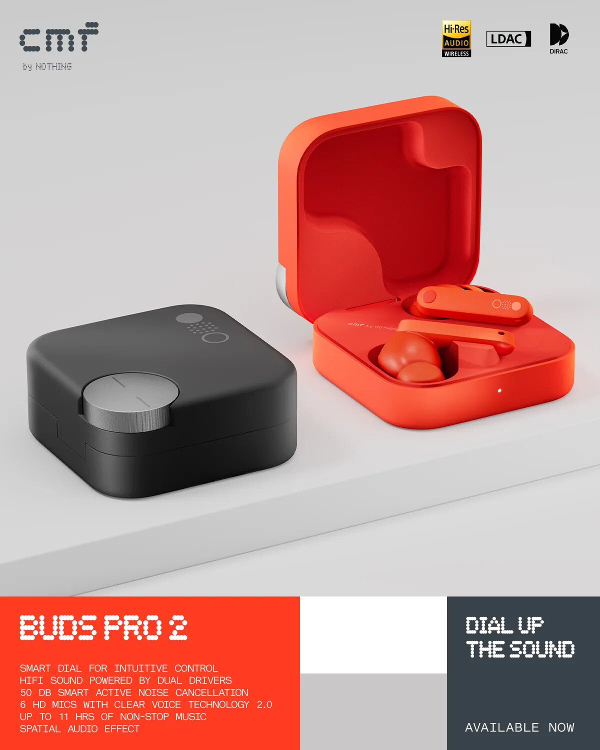 NOTHING CMF Buds Pro 2 | 50dB ANC | High-Res Sound | 6 HD Mics | 11mm + 6mm Dual Drivers | Wireless Bluetooth Earbuds (Light Grey)