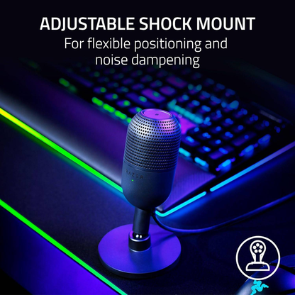 RAZER Seiren V3 Mini | Supercardioid Polar Pattern | Tap-to-mute Sensor | Built-in Shock Absorber | Ultra Compact | Wired Streaming & Gaming Microphone (Black)