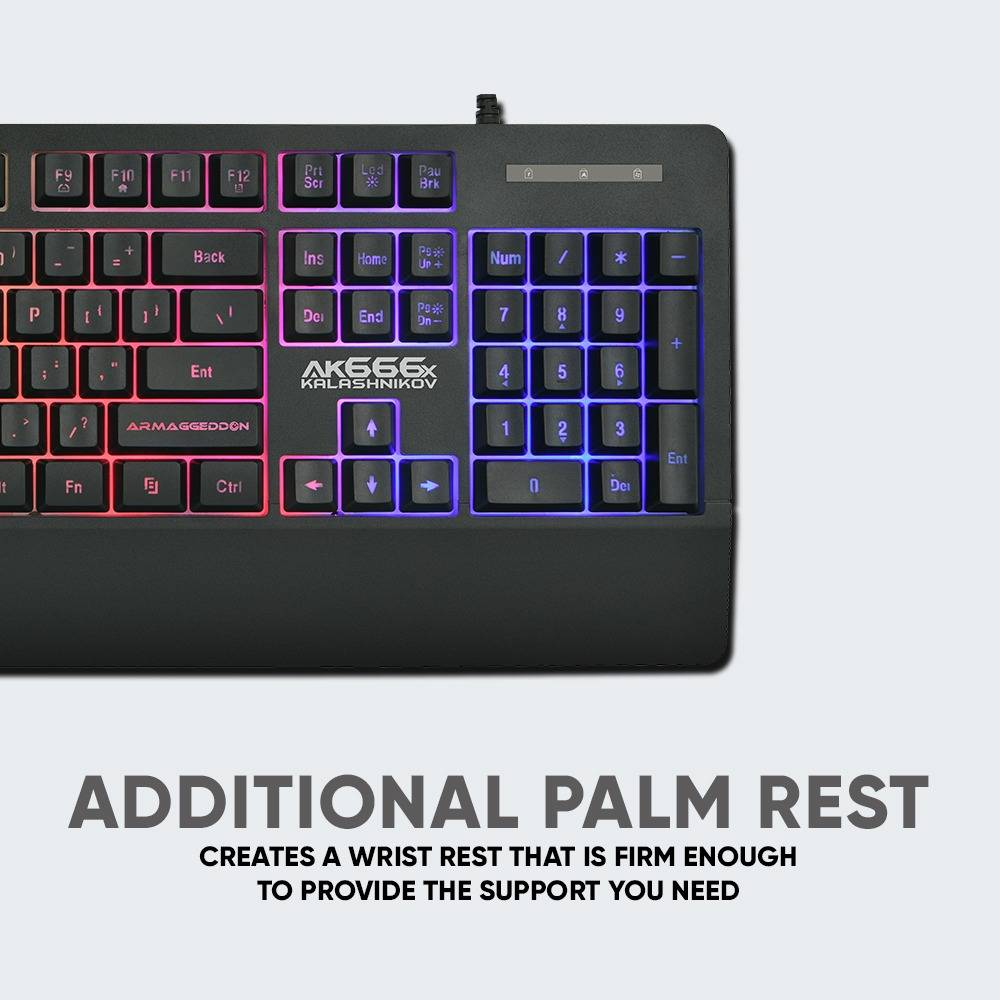 ARMAGGEDDON AK-666X | Silent Key | 8 Backlight Effects | High Profile TactKeys Membrane | 104 Keys | Wired RGB Gaming Keyboard