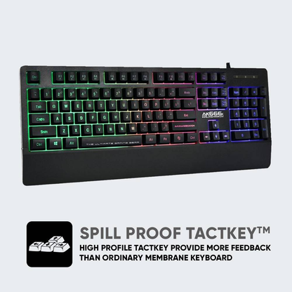 ARMAGGEDDON AK-666X | Silent Key | 8 Backlight Effects | High Profile TactKeys Membrane | 104 Keys | Wired RGB Gaming Keyboard