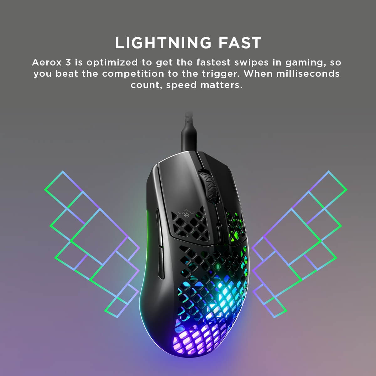 STEELSERIES Aerox 3 | 6 Programmable Buttons | Pixel-perfect TrueMove Core Optical Sensor + Max 8500 CPI | Mechanical Switches + 80K Clicks | Ergonomic | Ultra Light-weight | Wired RGB Gaming Mouse (Black)
