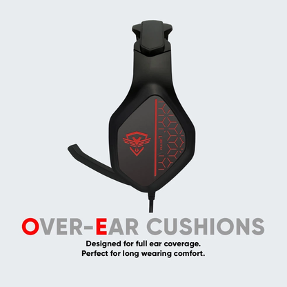 ARMAGGEDDON Pulse 7 Mobile | 50mm Large Drivers | Multi-Color LED | Foldable Microphone | USB-&-3.5mm-Jack-Connection RGB Gaming Headphones & Headsets (Scarlet Soviet)