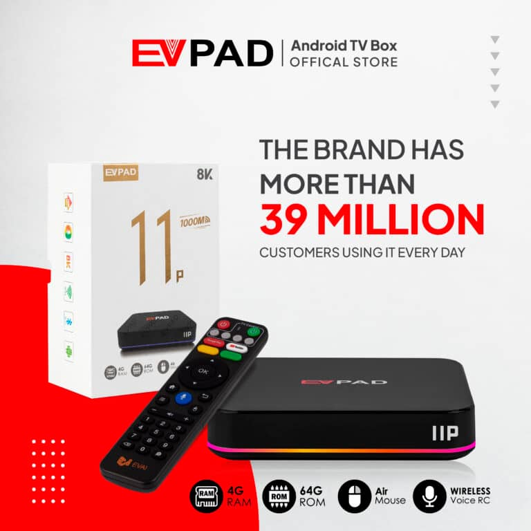 EVPAD Android TV Box 易播电视盒 11P | 8K Ultra HD + HDR | 4GB RAM + 64GB ROM | Android TV OS | Accessible to Netflix & Disney+ & YouTube & Prime Video | EVAI Voice Assistant | Dual-band Wi-Fi & Ethernet [Premium Edition]