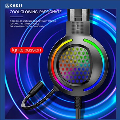 IKAKU KSC-454 You Ming Series| 7.1 Virtual Surround Sound | Noise Reduction Microphone | Convenient Sound Control | Wired RGB Gaming Headphones & Headsets (Black)