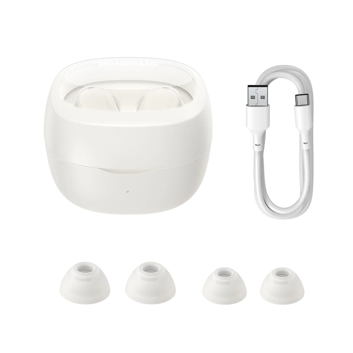 BASEUS Bowie WM02 | TWS | 25 Hours Total Playback | Dual Channel Low Latency Mode | Wireless Bluetooth Earbuds (White)