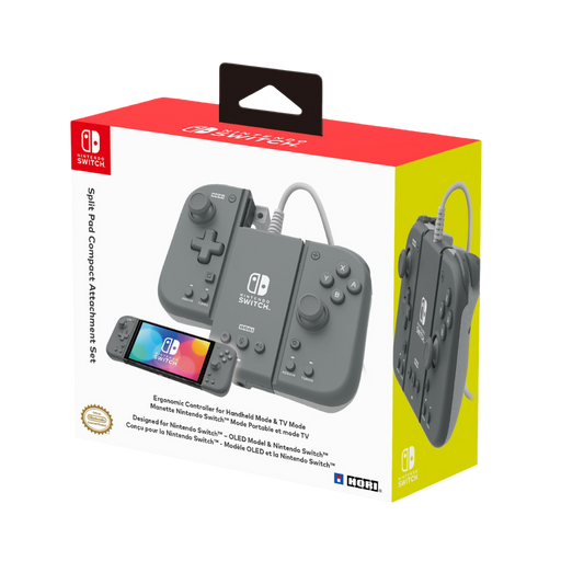 HORI NSW-426A Split Pad Compact Controller + Attachment Set For Nintendo Switch V1 / V2 / OLED (Slate Grey)