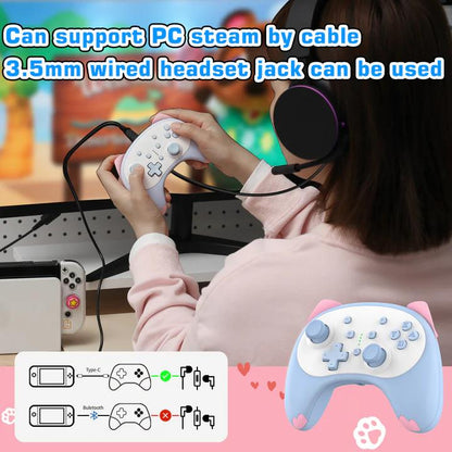 IINE L289 Tokyo Rise 2ND Gen Mini Cartoon Cat Wireless Controller For Nintendo Switch (Grooky Green)