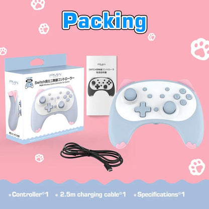 IINE L289 Tokyo Rise 2ND Gen Mini Cartoon Cat Wireless Controller For Nintendo Switch (Grooky Green)