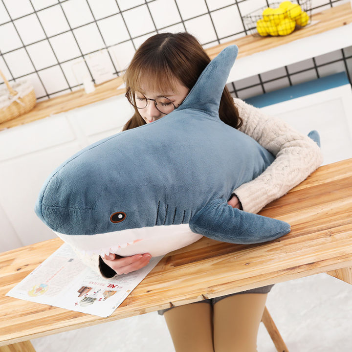 Shark Plush Toy Soft Toy Plushie Toy Bolster Baby Shark Pillow Cushion Sleeping Pillow Blue