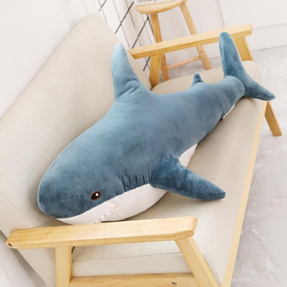 Shark Plush Toy Soft Toy Plushie Toy Bolster Baby Shark Pillow Cushion Sleeping Pillow Blue